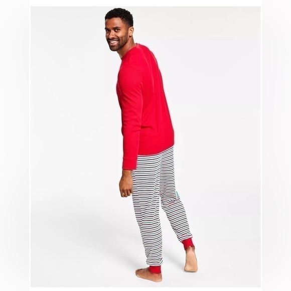 Matching Mens Thermal Waffle Holiday Stripe Mix It Pajama Set stripe bright S - Picture 5 of 14